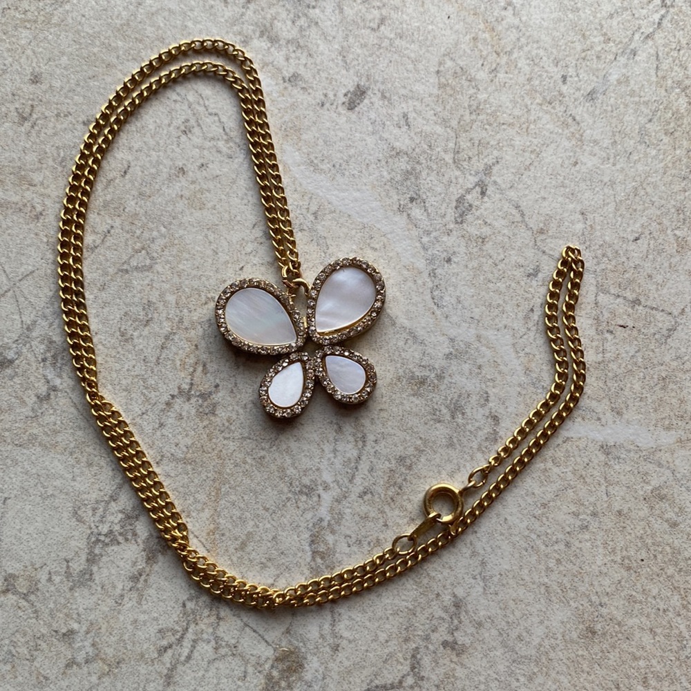 Lauren Conrad Gold Mother of Pearl Butterfly Necklace